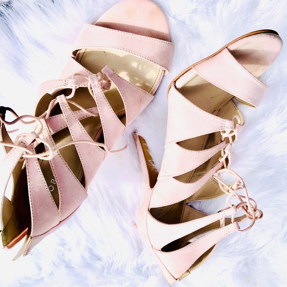 Torrid pink suede strap heels